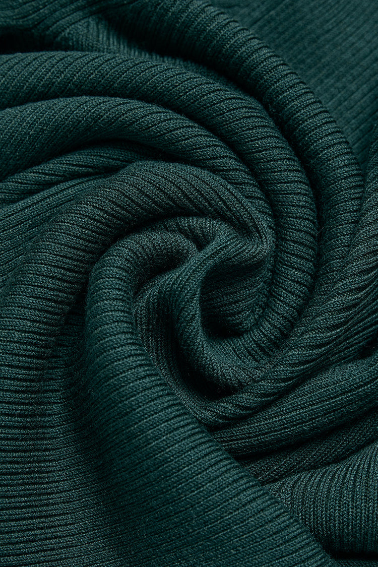 Pantalón de punto Salana de cintura alta y pierna ancha - Verde medianoche