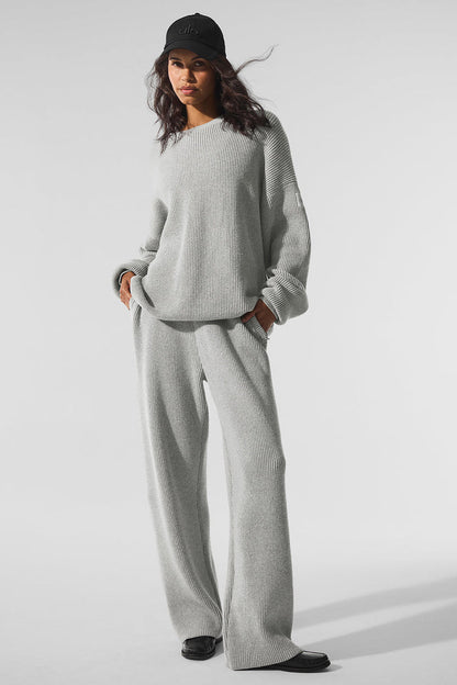 Domain Rib Knit Crew Sweater - Athletic Heather Grey