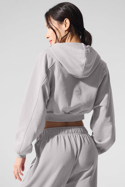 Sudadera con capucha y cremallera Sweet Escape lavada - Lavado gris cielo