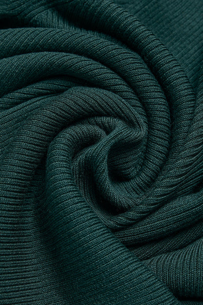 Pantalón de punto Salana de cintura alta y pierna ancha - Verde medianoche