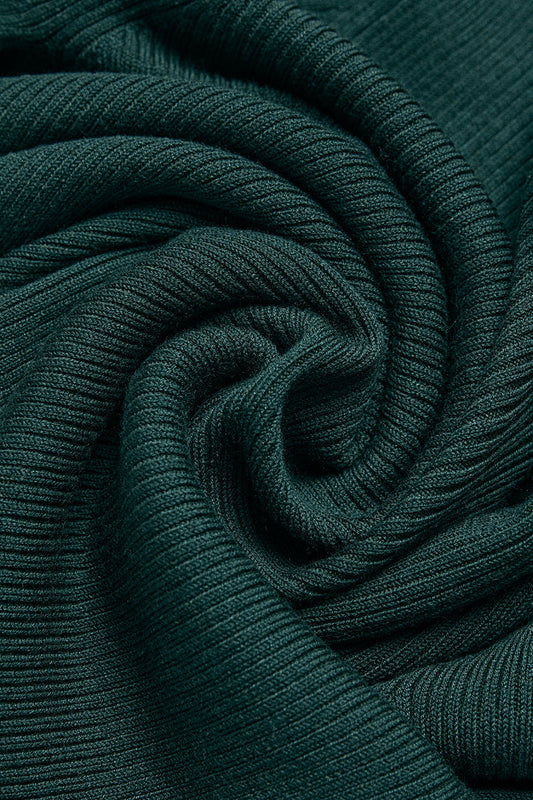 Pantalón de punto Salana de cintura alta y pierna ancha - Verde medianoche
