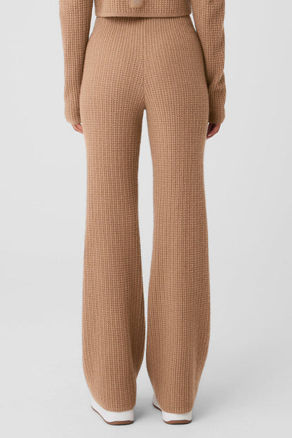 Pantalón de cachemira de cintura alta con diseño de gofres - Gris jaspeado deportivo