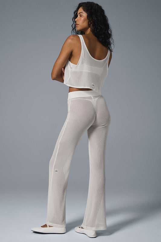 Pantalón acampanado de malla a rayas Tropical Nights - Castaño