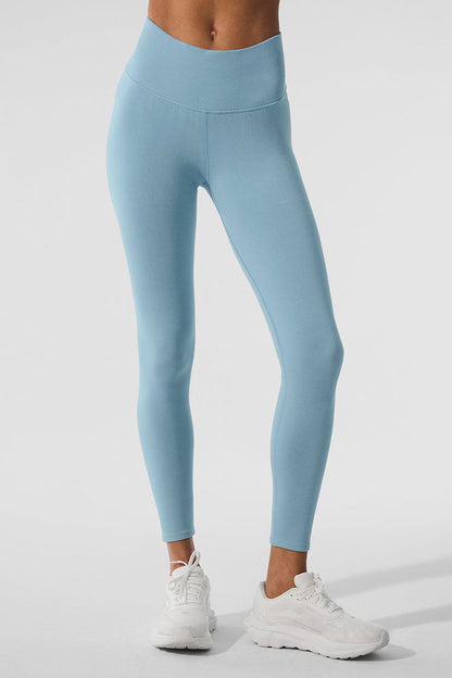 Leggings de felpa de invierno, cálidos y sin costuras, de cintura alta, 7/8 - Azul Celestial