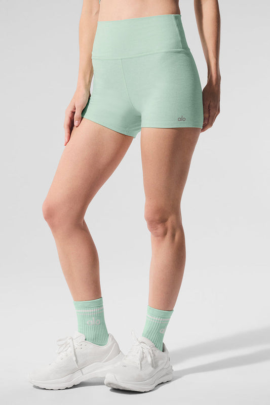 Pantalón corto Alosoft de cintura alta Carefree - Verde menta jaspeado
